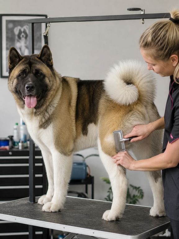 Brossage de l'Akita Américain
