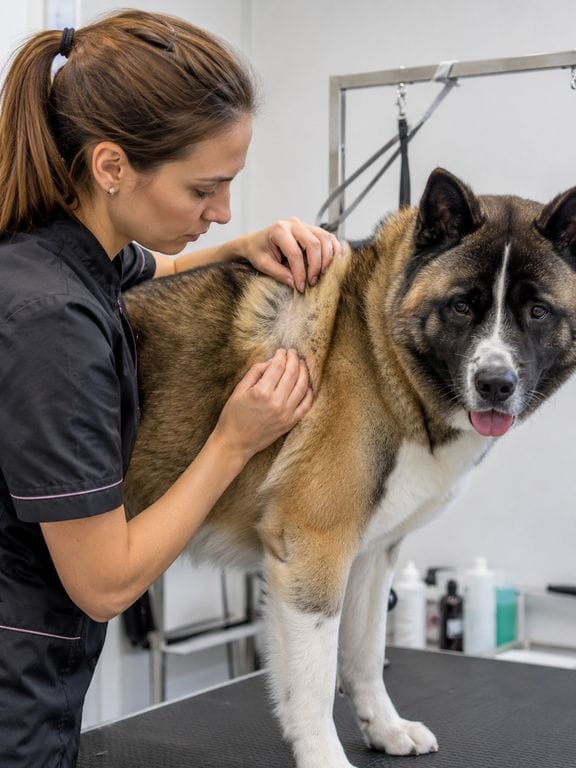 Examen de la peau de l'Akita Américain