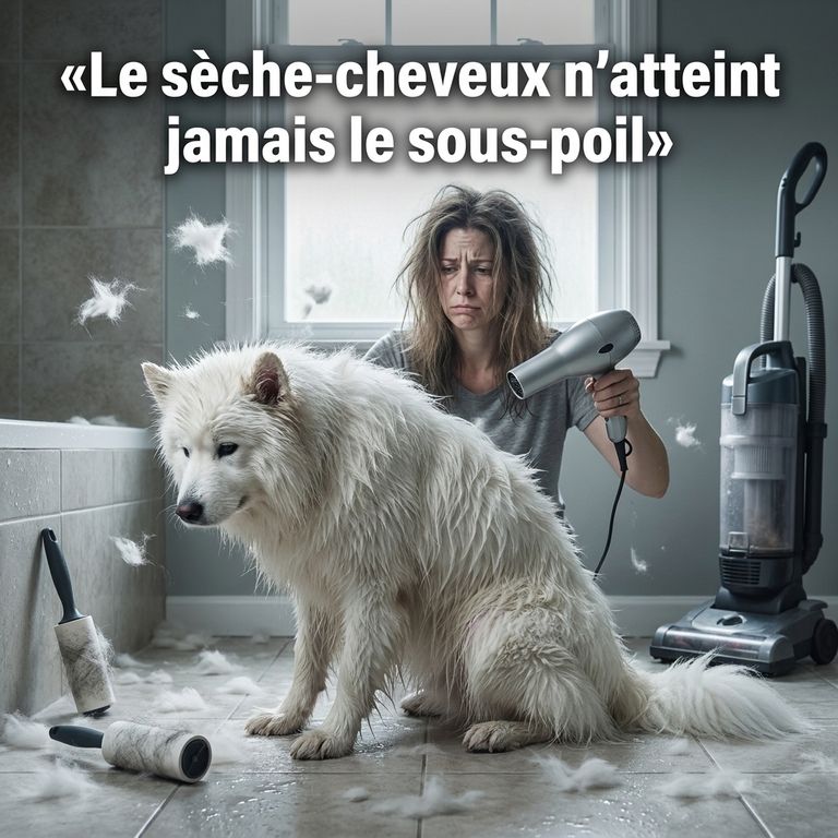 Sèche cheveux pour samoyede