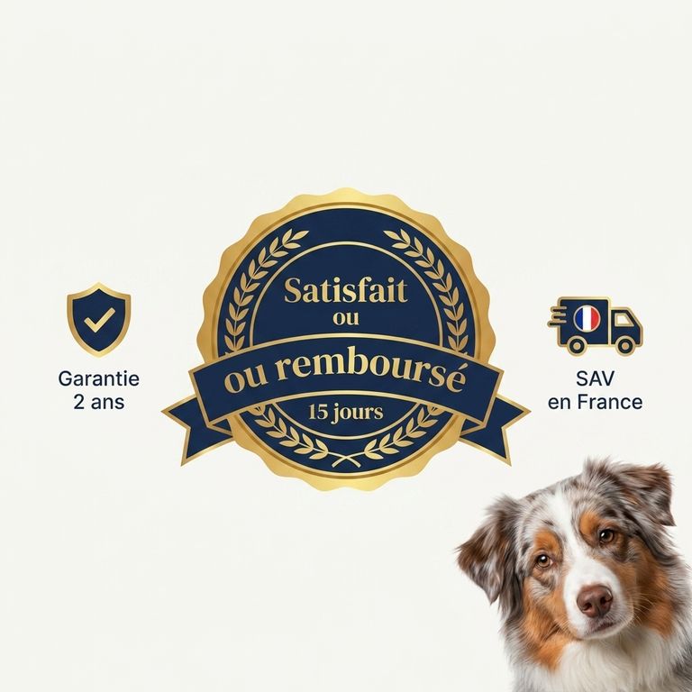 Garantie 2 ans, satisfait ou remboursé 15 jours, SAV en France
