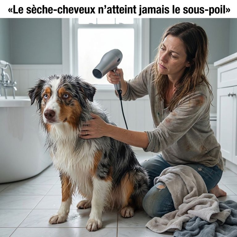 Le sèche-cheveux n'atteint jamais le sous-poil du Berger Australien